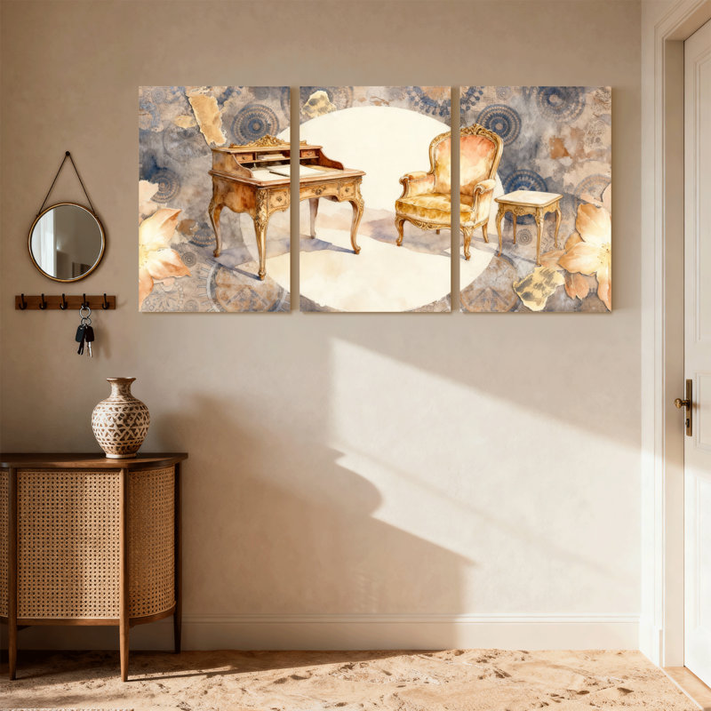 Ensemble de 3 reproductions d'art sur toile à motif floral, H 30 po x l 60 po