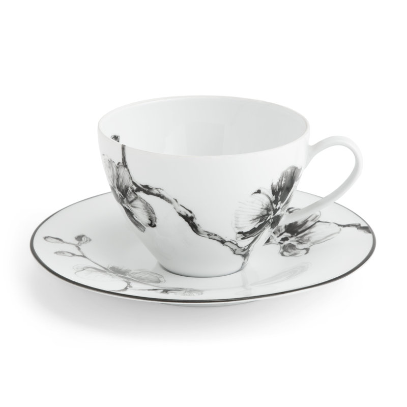 Black Orchid Rimmed Serving Bowl