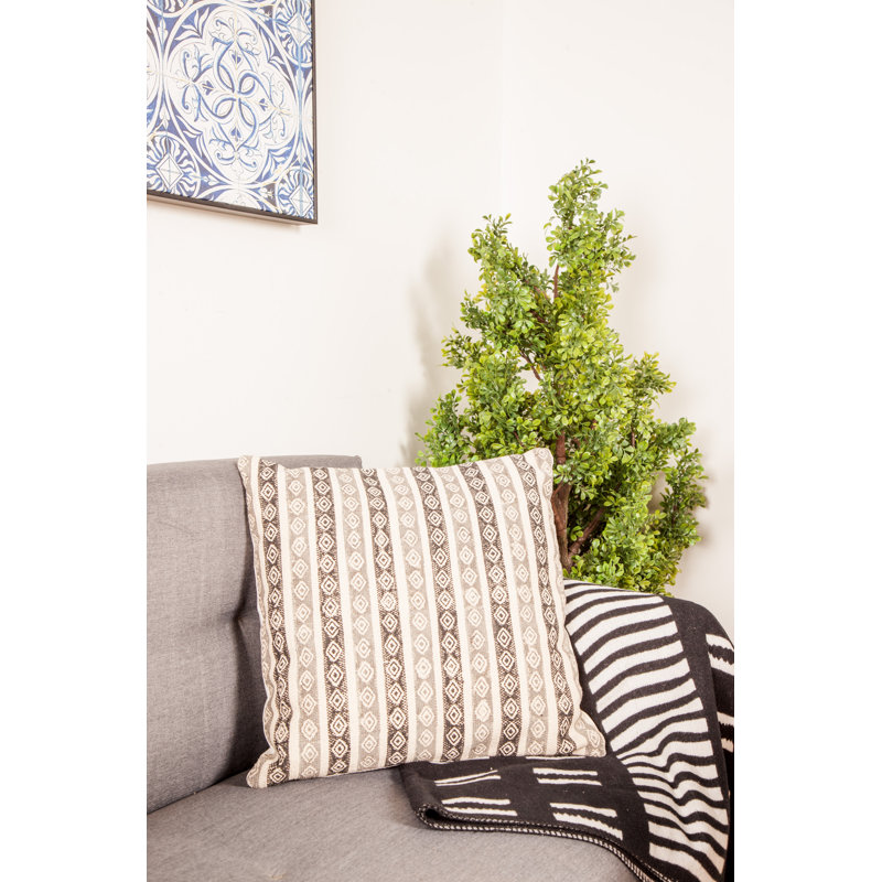 Ikat Cotton Blend Reversible Throw Pillow