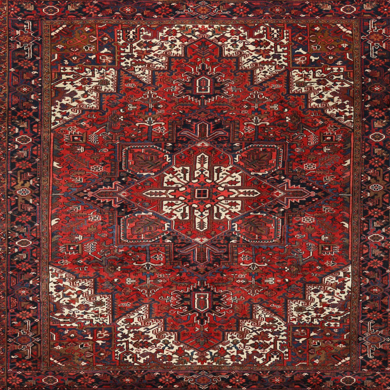 Tapis rouge/rose traditionnel, Rond 5 pi