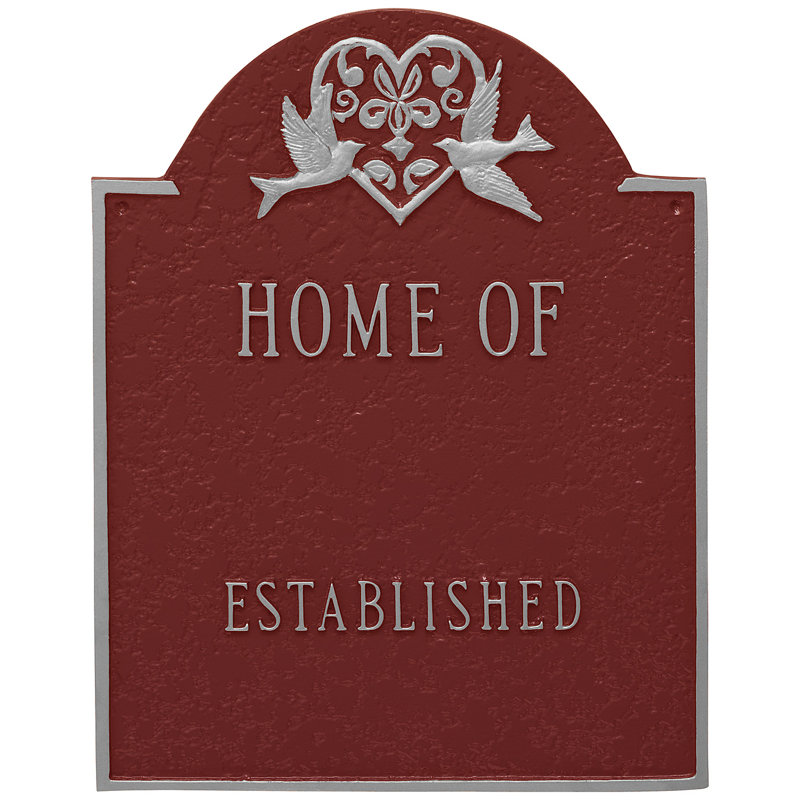 Plaque d'adresse murale sur 4 lignes, Rouge brique / argent, Oui