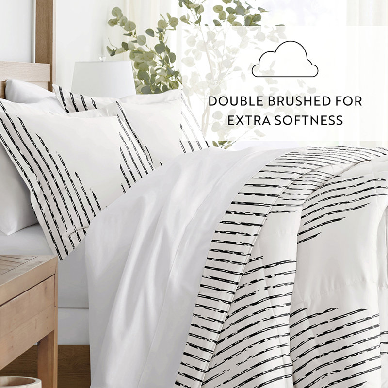 Full Gray and White Microfiber Diamond Stripe Bedding Set
