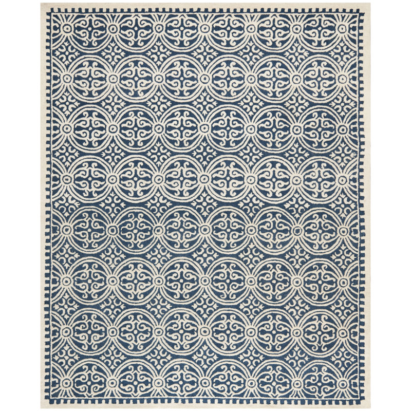 Tapis géométrique en laine touffeté à la main Sadik, Rectangle 11 pi 6 po x 16 pi