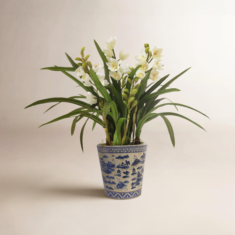Orchid Faux Floral Arrangement in Pot