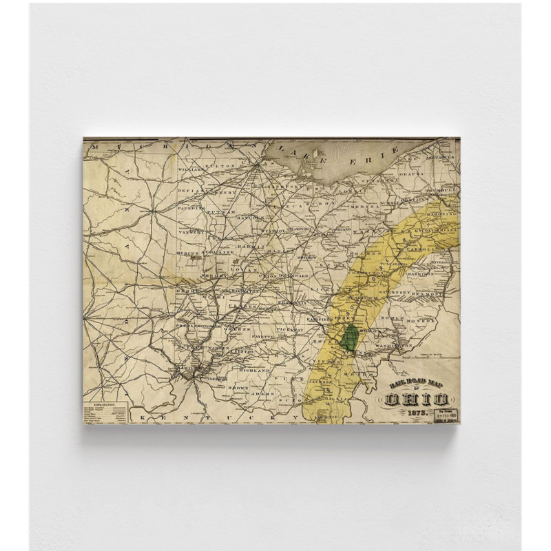 Ohio 1873. Ohio Wall Art Poster Print, Framed Ohio Map, Rustic Southern House Decor, Antique Ohio Geographical Poster Print, Living Room Art