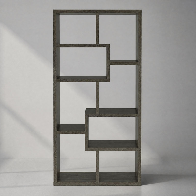 Bibliothèque à 8 étagères, fini gris vieilli, Grey