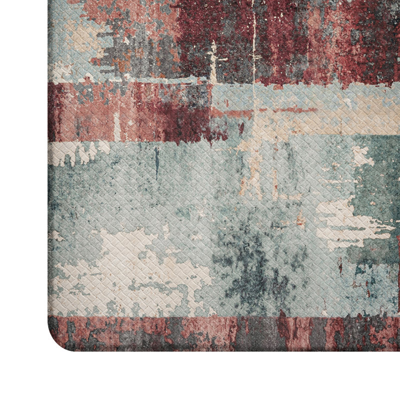 Tapis de cuisine antidérapant Ant-Fatigue, Tapis de couloir 2 pi x 7 pi 3 po, Bleu/rouge