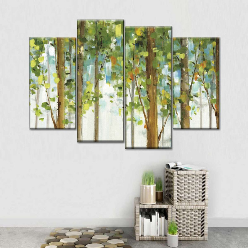 «Trees Forest Study I on Canvas», reproduction de 4 pièces, H 48 po x l 75 po x P 1,25 po