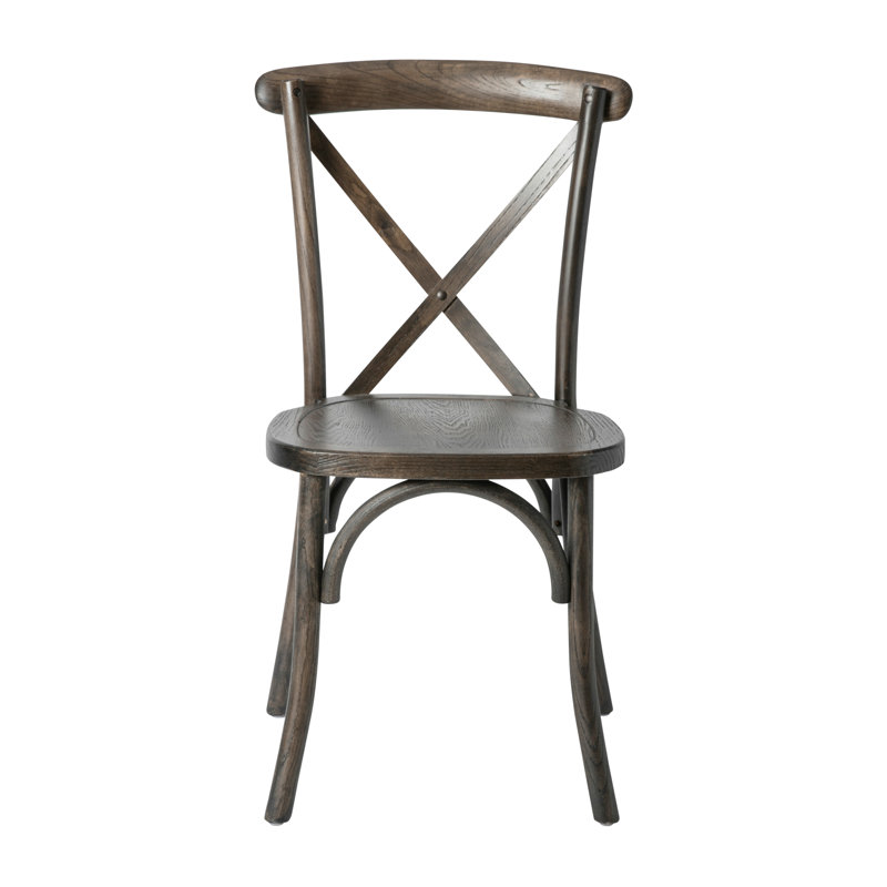 Arquit Stackable Cross-Back Wooden Bistro Chair, Mahogany, 2