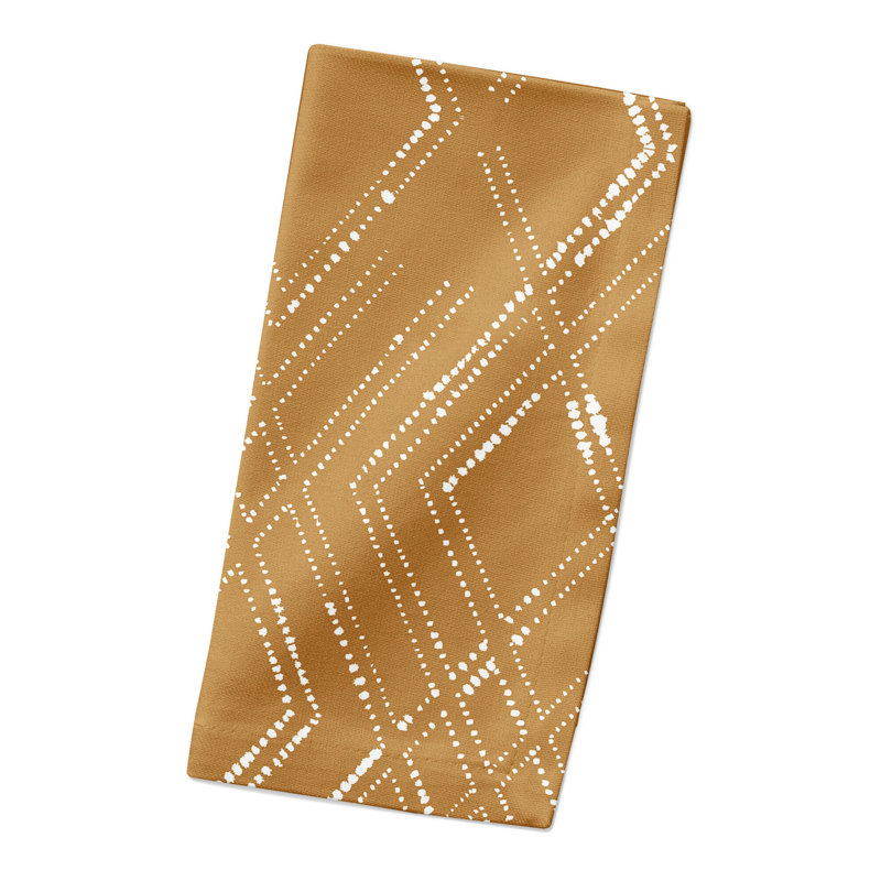 Cotton No Pattern Square Napkin, Gold/White