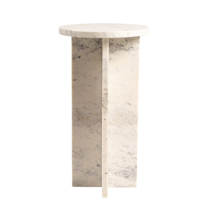 Table d'appoint ronde Martini avec base en croix emboîtable, blanc