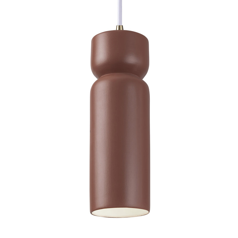 Luminaire suspendu sablier 1 lumière Ashford, Laiton antique, Argile Canyon