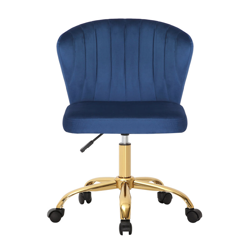 Benzonia Velvet Office Chair, Blue