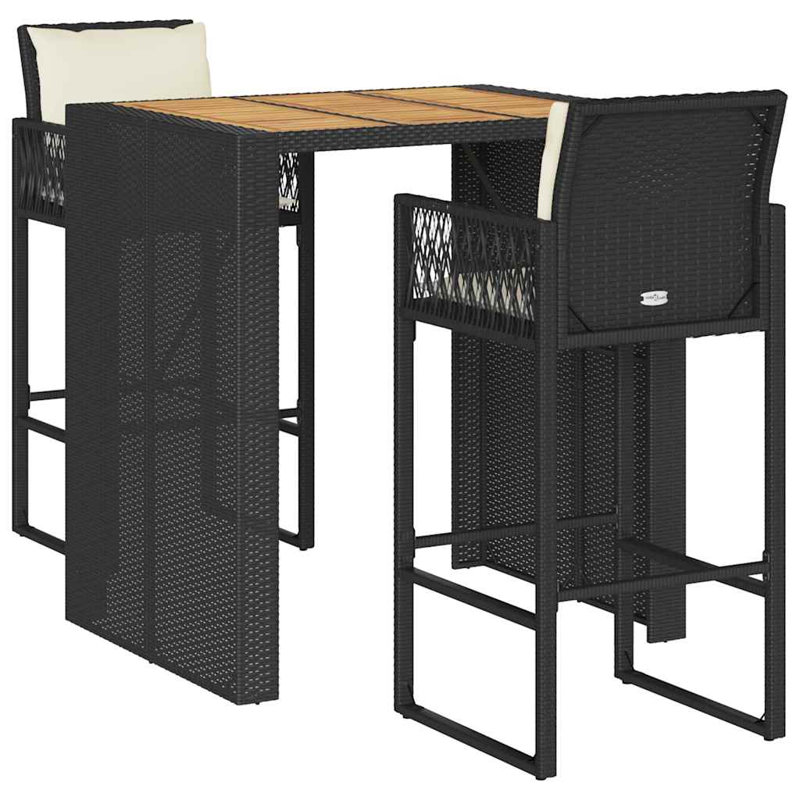  Ensemble de bar de jardin noir et crème