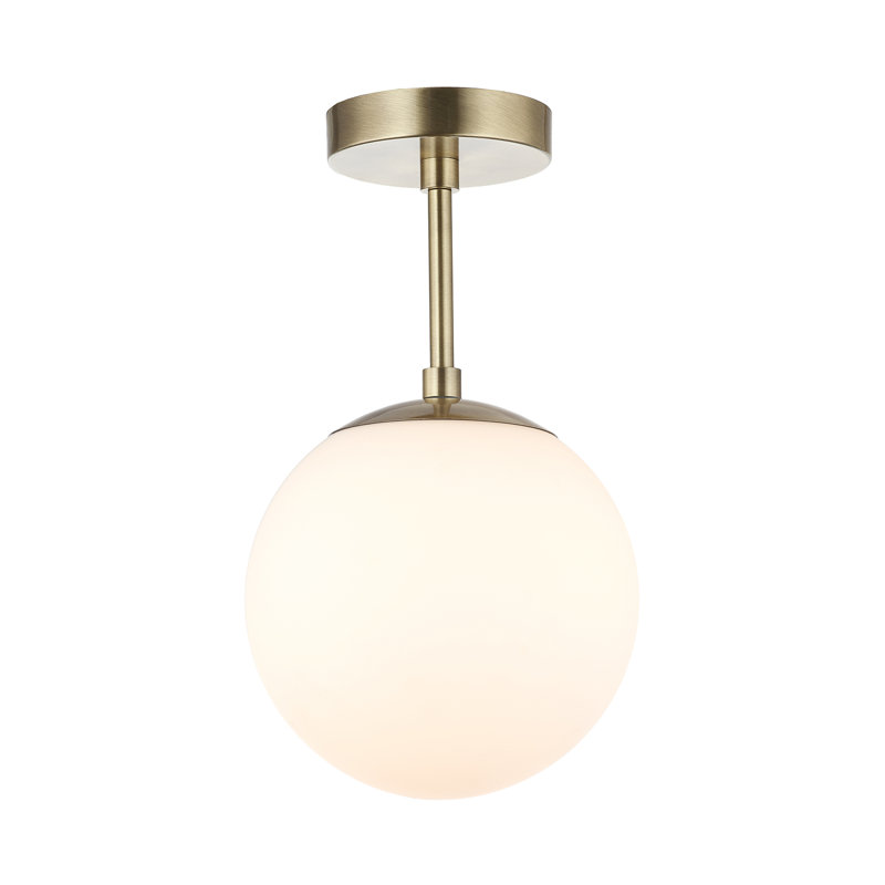 Bruning Traditional Glass Globe IP44 Bathroom Ceiling Light Fixture, Antique Brass