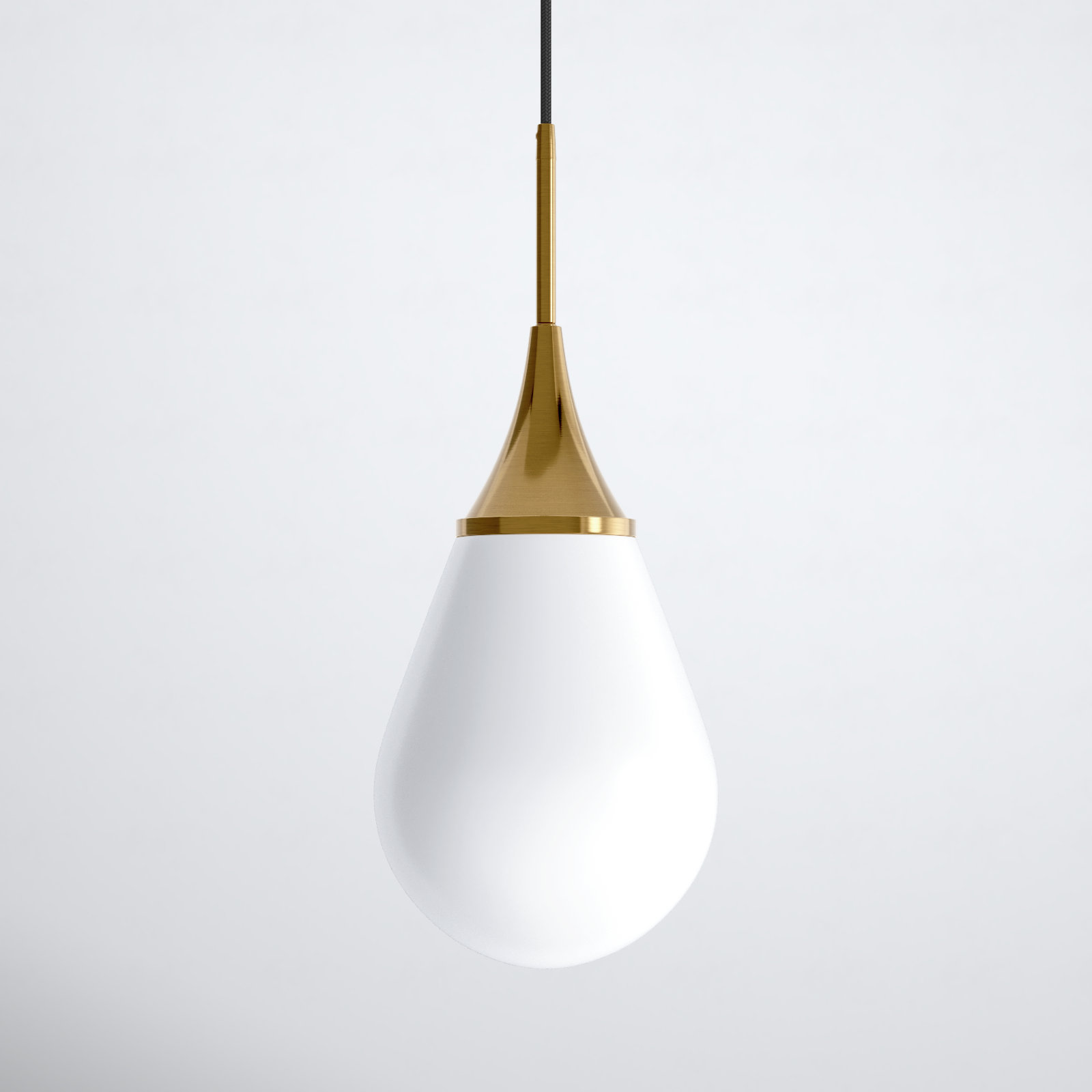 Hoye Single Light Glass Dimmable Pendant, Gold, White, 13.88"H x 8.63"W x 8.63"D