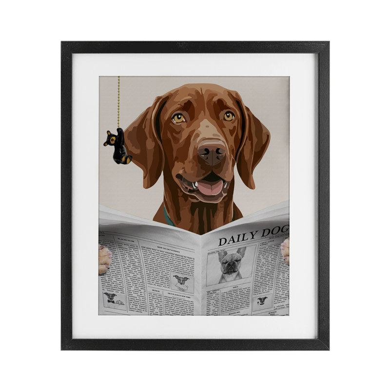 «Daily Hound Bathroom Humor», impression par verre encadrée par Jesse Keith, H 16 po x l 13 po, Cadre noir minuit