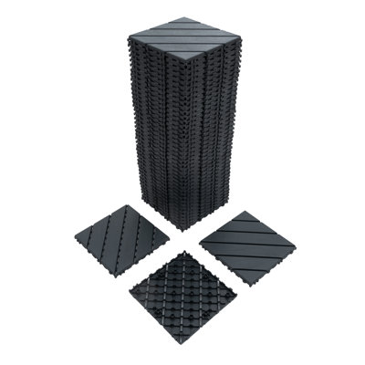 12'' x 12'' Interlocking Plastic Deck Tiles – Box of 44 Outdoor Waterproof, Flooring for Patio, Balcony & Backyard, Easy DIY Installation