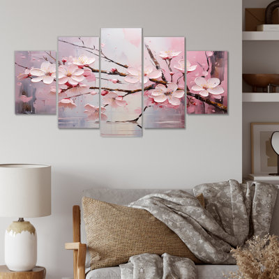  «White and Pink Cherry Tree Bloom V - Cherry Multipanel Wall Art Canvas