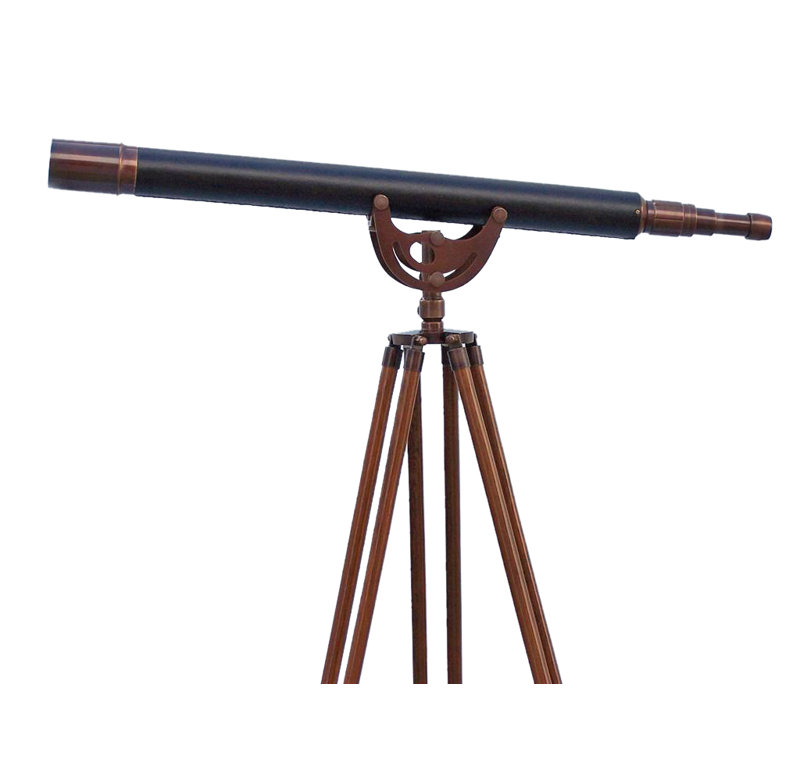 Delaware Entertainment Decorative Telescope, Antique Copper/Black Leather