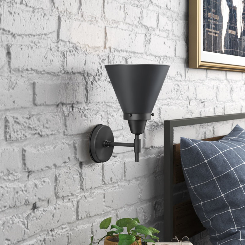 Gayle Chrome Armed Sconce, Matte Black, Matte Black, LED