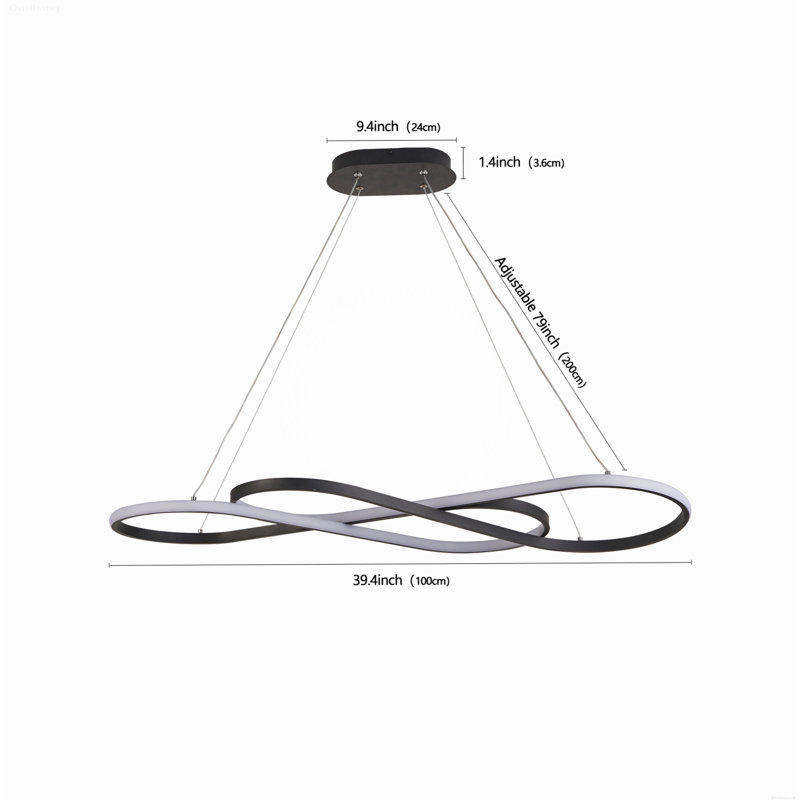 Modern LED Pendant Light Dimmable Infinity Design Hanging Ceiling Fixture Black