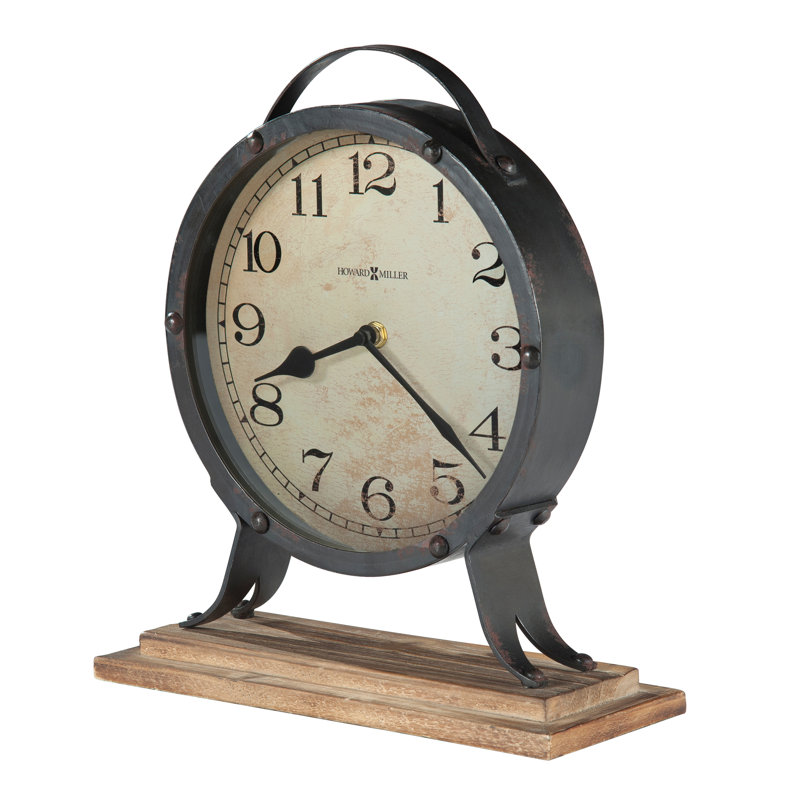 Rustic Analogue Metal Quartz Movement / Crystal Tabletop Clock in Silver
