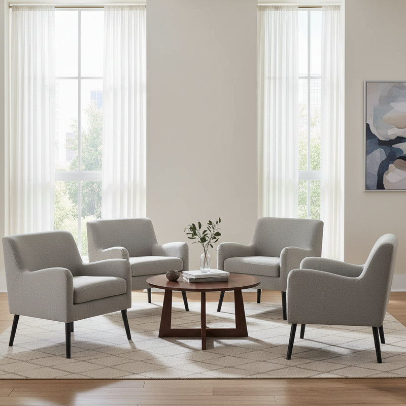 Polyester Upholstered Accent Chair(Set Of 4), Gray