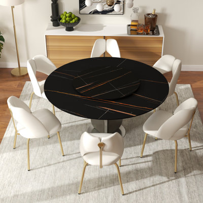 Ensemble de table de salle à manger 6 personnes avec plateau tournant