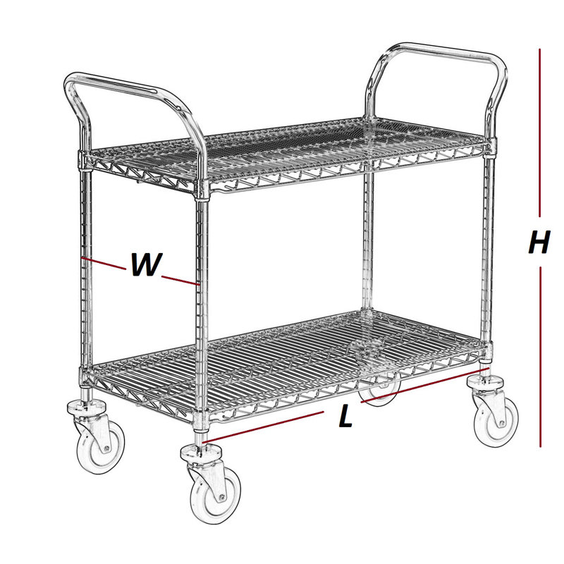 39'' H Utility Cart with Wheels, 39" H x 60" W x 24" D