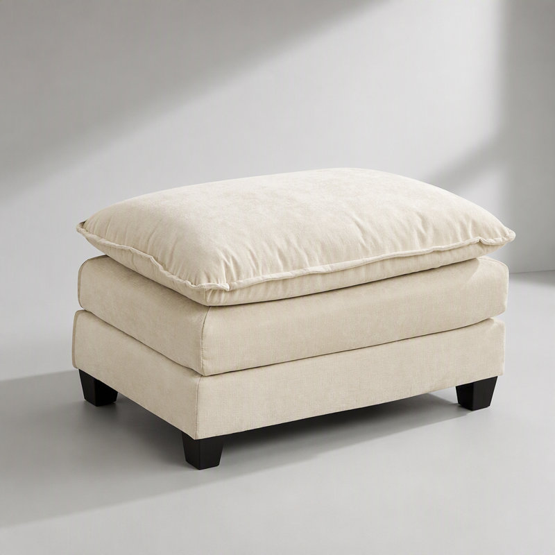 Canapé d'angle infonuagique avec pouf, canapé moderne pour salon, chambre et appartement, coussin d'assise double couche confortable, tissu chenille respirant, beige