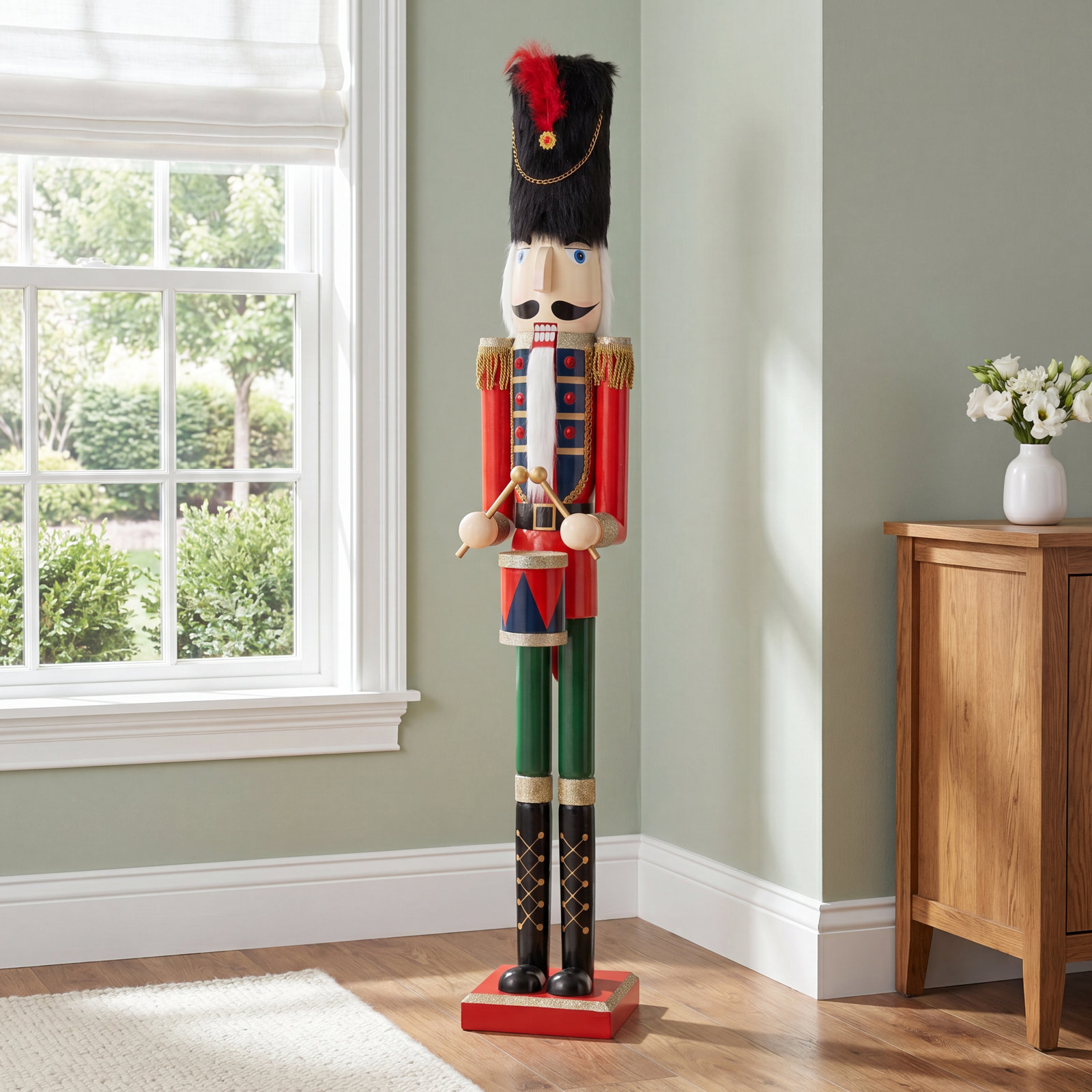Wooden Soldier Nutcracker Figurine, 42" H x 7.5" W x 6.75" D
