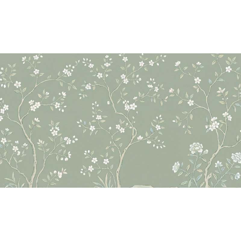 Papier peint floral chinois discret, 100"x96", Peler et coller