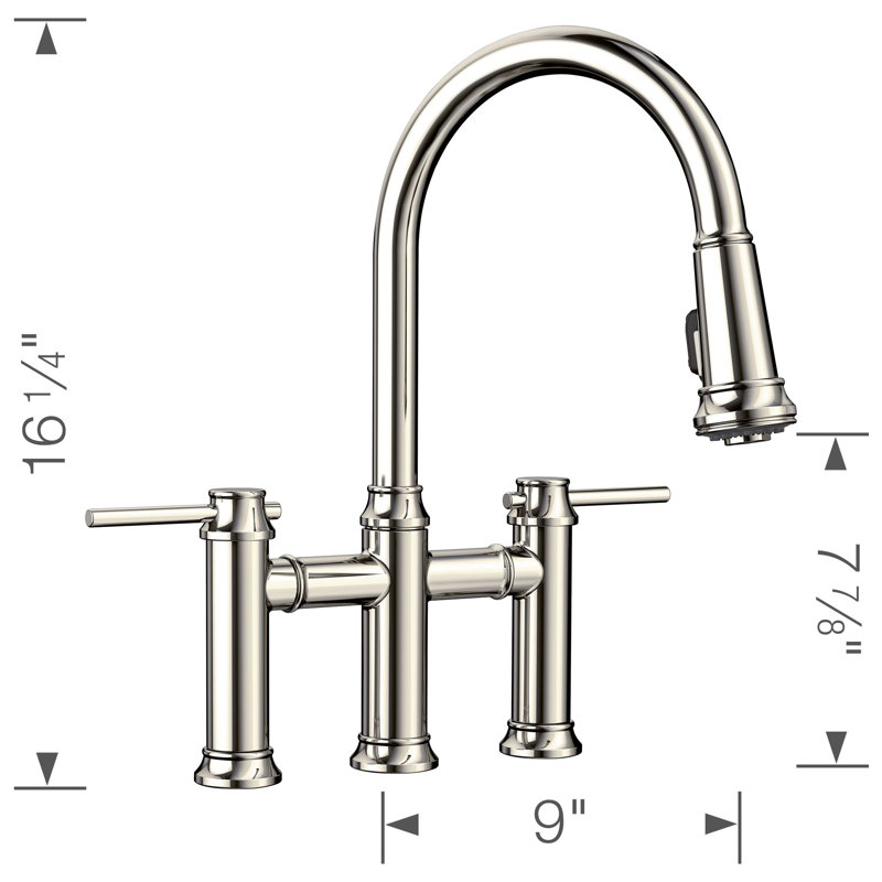 Empressa Pull-Down Dual-Spray Bridge Faucet, Polished Nickel