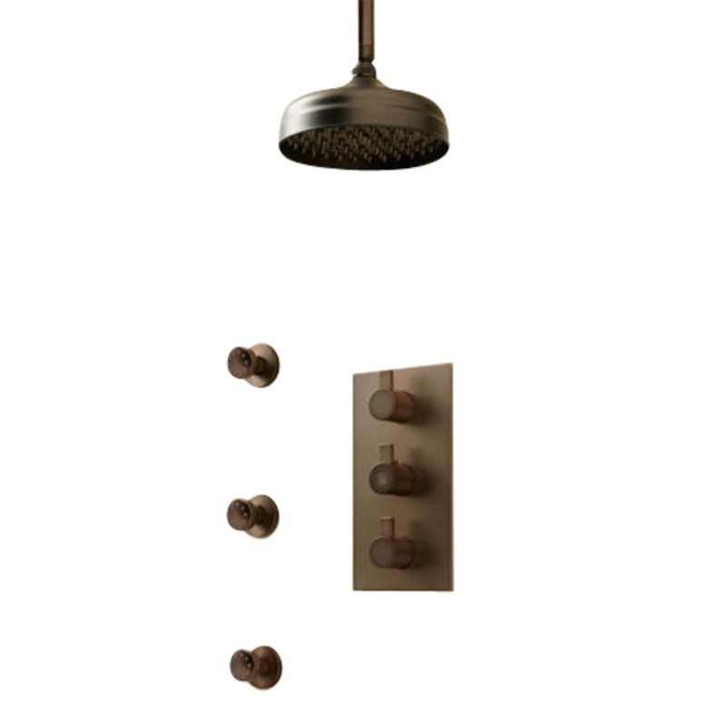 Système de douche thermostatique avec jets de corps en bronze huilé