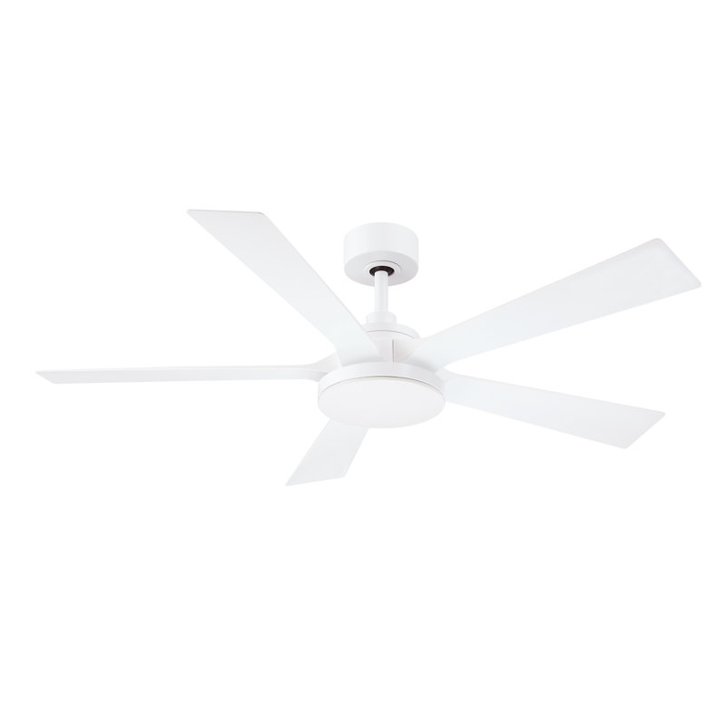 TorchAire 52 inch Indoor/Outdoor Ceiling Fan with LED CCT Select Light Kit - Matte White with Matte White blades, White