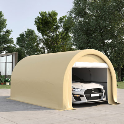 Abri d'auto pour voiture - 10 pi x 16 pi, robuste, protégé, beige pour garage, housse en PE, pour voiture, outils,