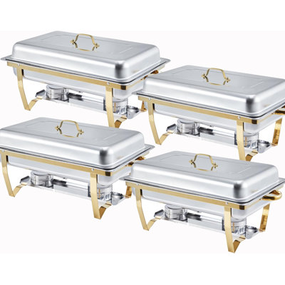 Ensemble de buffet à vaisselle rectangulaire, réchaud en acier inoxydable, ensemble complet de réchaud, plats à frire pour banquet, fête, mariage, 4 paquets