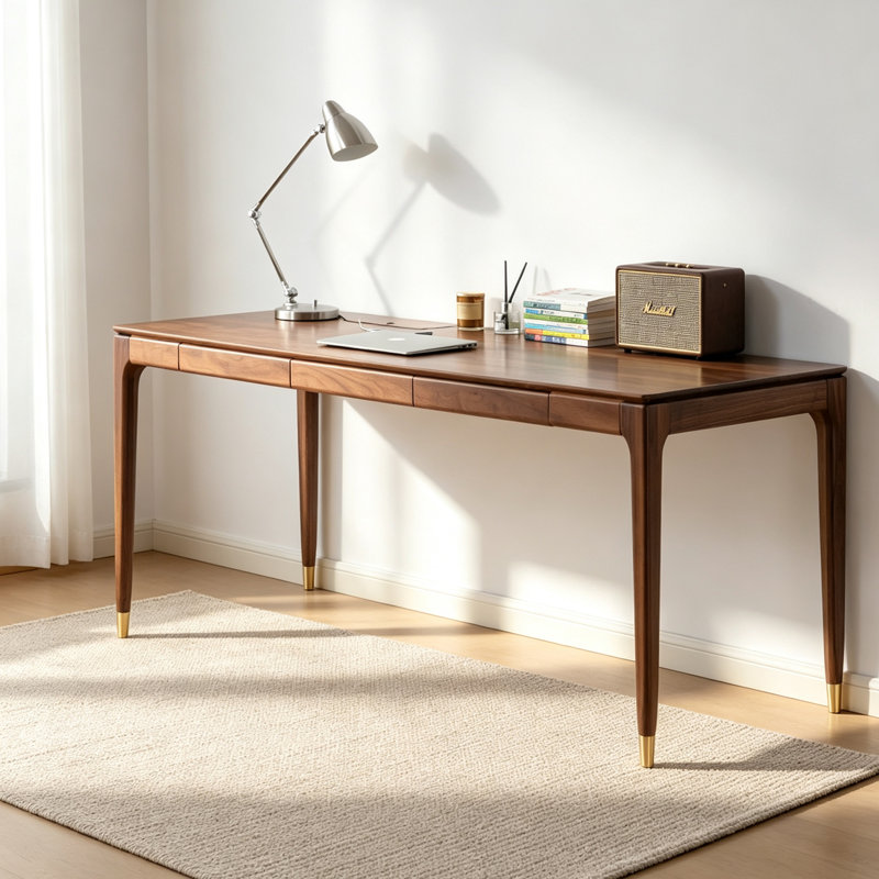 Bureau nordique en bois massif de style nordique, 29.52" H x 70.86" W x 25.59" D