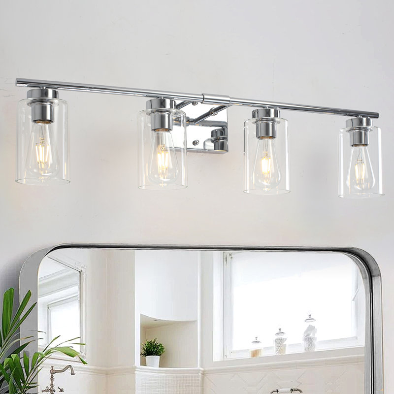 Éclairage de salle de bain à 4 lumières à intensité variable, Chrome chrome, Quatre lumières