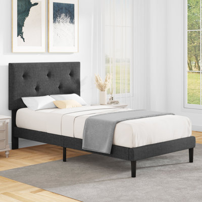Tinela Fabric Upholstered Platform Bed Frame