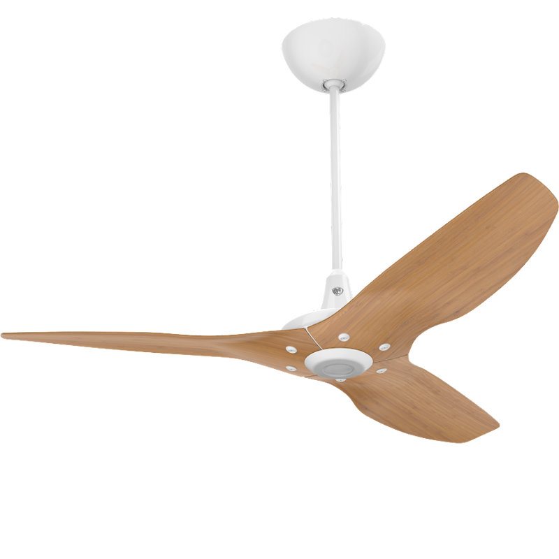 Haiku Smart Downrod Ceiling Fan, 52 inches, White with Caramel Bamboo Blades