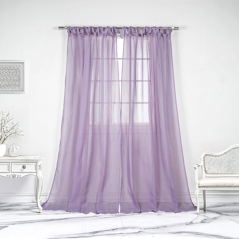Paire de rideaux semi-transparents avec passants Elyse One Allium Way®, L 52 po x L 84 po, Lilas