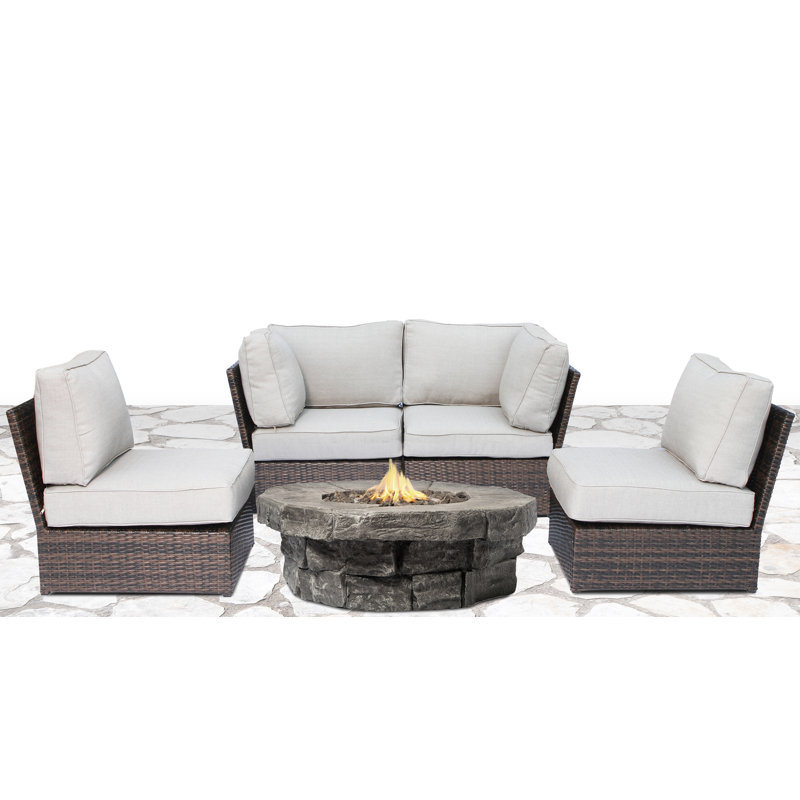 Winsford Fully Assembled 4 - Person Seating Group with Cushions | Wicker Sofa, Espresso