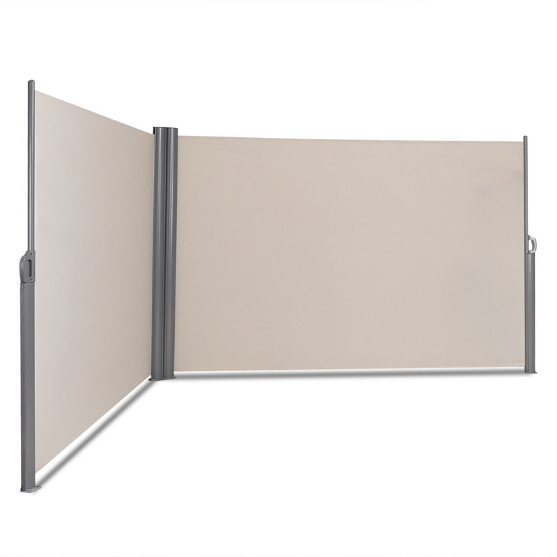 Paravent rétractable double pliant, Beige, H 71 po x l 2 po x P 237 po