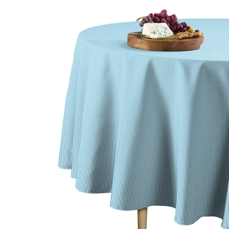 Xochitl Round Tablecloth, 90" x 90", Blue Striped