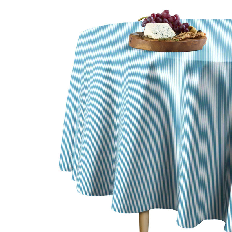 Xochitl Round Tablecloth, 84" x 84", Blue Striped