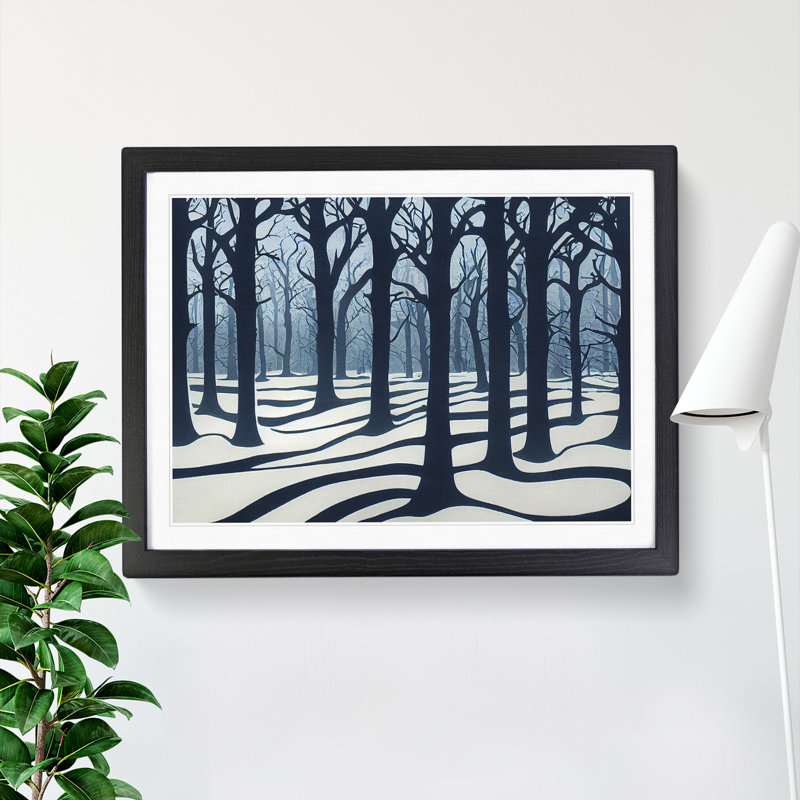 XH1022-10177X Winter Art Deco Forest Vol.2 - Single Picture Frame Print, 46cm H x 64cm W x 2cm D, Black