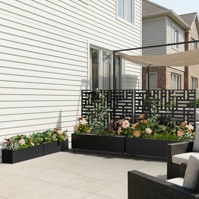Lit de jardin surélevé multi-styles avec boîte à fleurs en treillis avec écran d'intimité pour plantes grimpantes Boîte à fleurs en métal pour patio et jardin