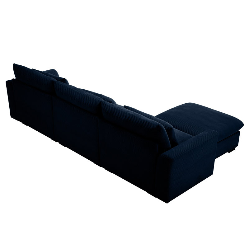 Canapé modulaire en velours côtelé, Chenille bleu